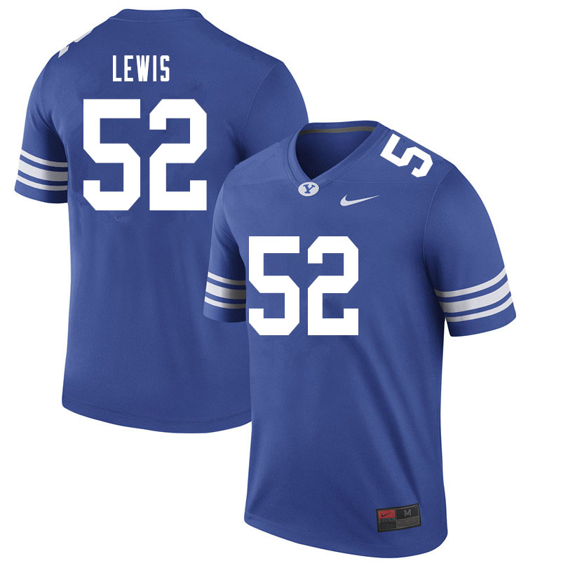 Men #52 Preston Lewis BYU Cougars College Football Jerseys Sale-Royal